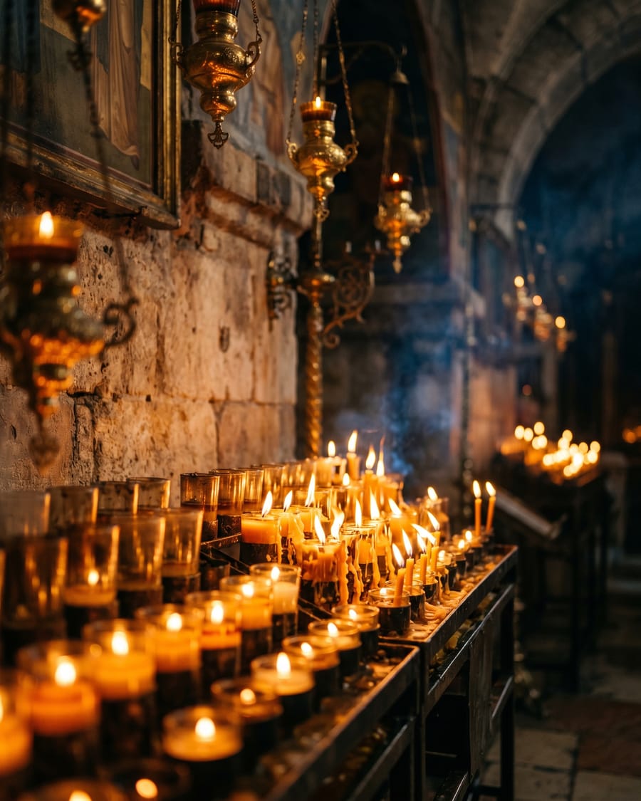 A candle lit in prayer